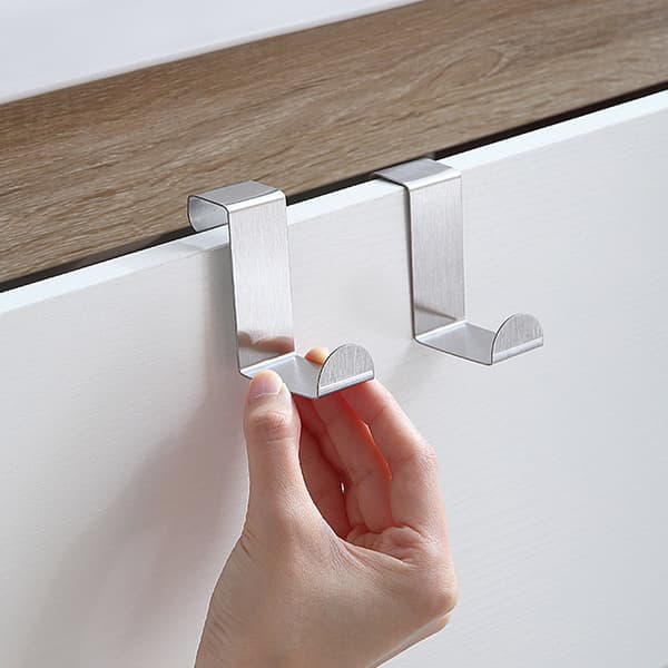 8 rustfrie dørkroge i Z-form, reversible kroge, til stativ