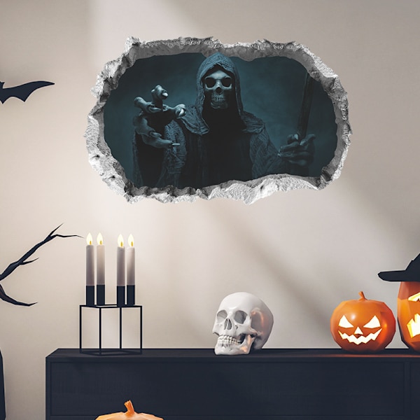 Halloween-seinäkoriste 3D-lattiatarrat Pelottavat kallo-tarrat Horr