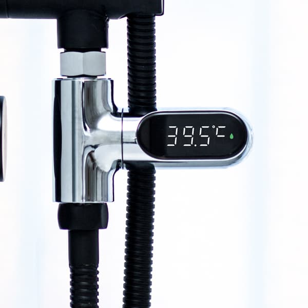 1 LED-duschtermometer, 5~85°C digital termometer, med 360°