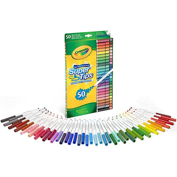 Kit med 50 tvättbara tuschpennor, konisk spets