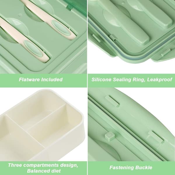 Lunsjboks, plastmatboks for voksne barn, green