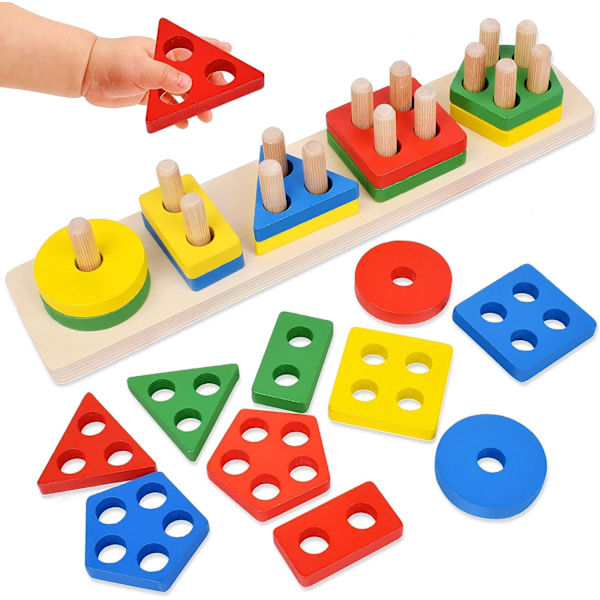 Montessori-lelut 1 2 3-vuotiaille pojille ja tytöille, puiset S