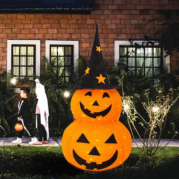 Halloween-dekorasjoner, 3ft sammenleggbar pop-up-gresskar, forhåndsbelyst 5