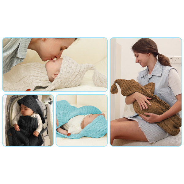 Nyfödd Wrap Swaddle Filt Stickad Sovsäck Mottagning Filtar