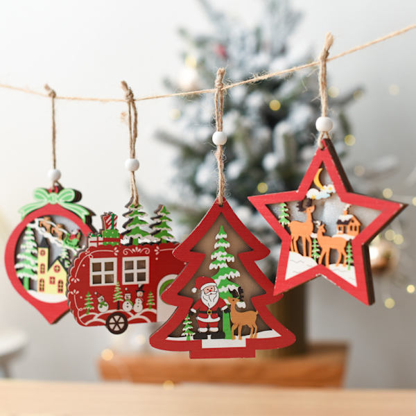 Julepynt LED-lys Træhængende juleornament