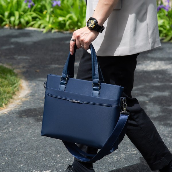 14-tums handväska i Oxford-tyg för män för kontorsresor Blue