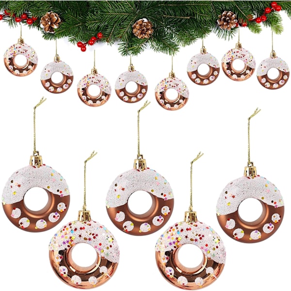 8 stk. Donut Julepynt Sød Donut Vedhæng Julepåske Træ Hængende Pynt til Feriefest Tilbehør (Kaffe)