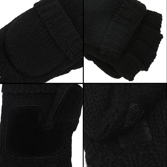 Konvertibla fingerlösa handskar Vinter stickade vantar Ull Varma handskar