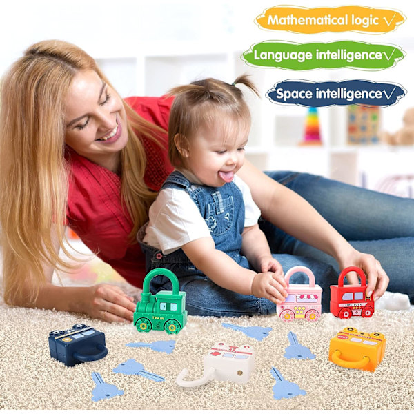 Avaimet ja lukot -setti lapsille 2 3 4 5 vuotta vanha - Montessori-lelu C