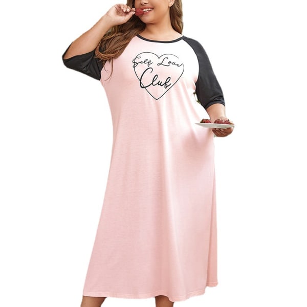 1 Pack Plus Size Dam Pyjamas med Kontrasttryck Kärlekslogotyp H