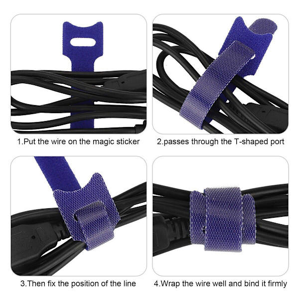 100 stk. Genanvendelige Rem Organizer Kabel Ledning Wrap Tie Tidy St