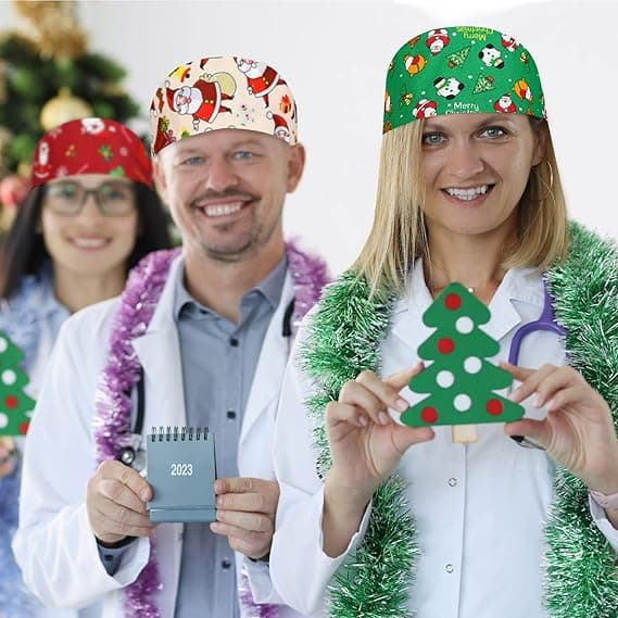 6 stk julefrostede hatter, tilfeldig stil, justerbar arbeidshette med