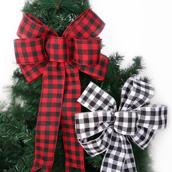 2 stk julebue polyester tartan stor bue julegave Chr