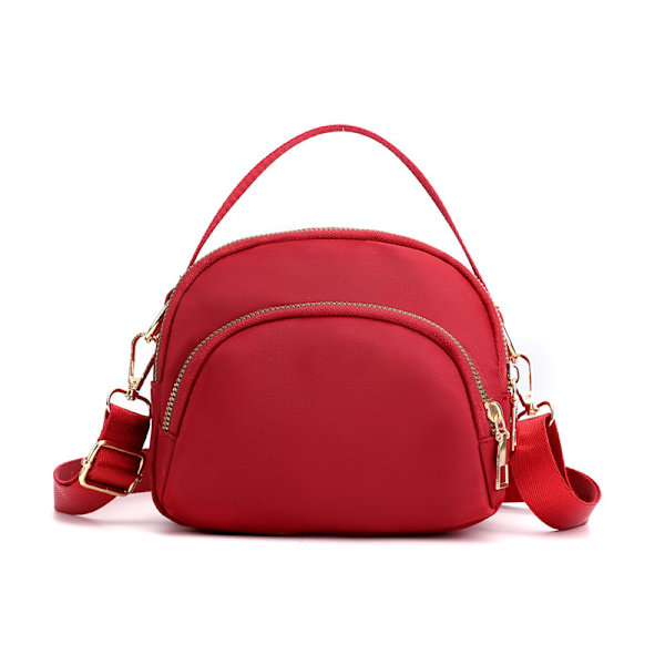 Damtrippel blixtlås canvas crossbody väska Red