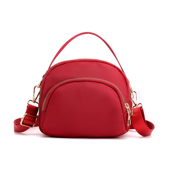 Naisten kolminkertainen vetoketjullinen kangas crossbody-laukku Red