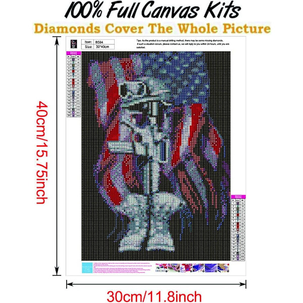DIY 5D Diamantmaleri efter nummer Kits Fuld Bor, 12x16 Tommer Am