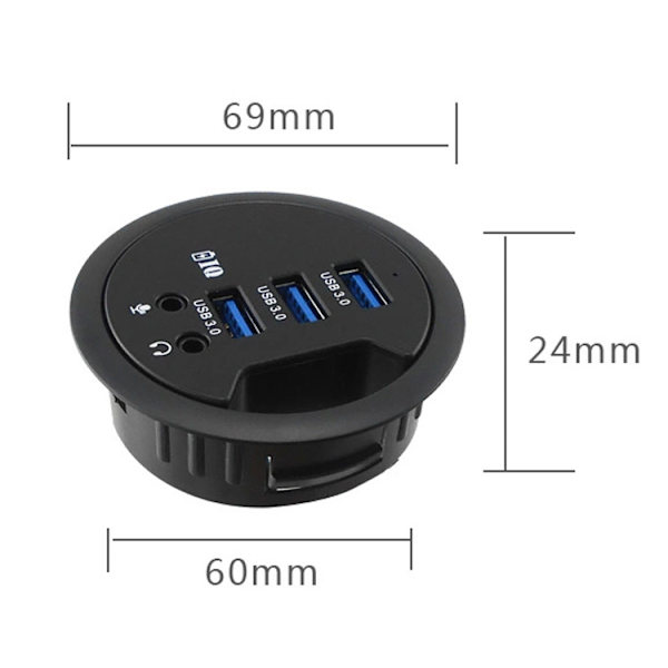 USB 3.2 Gen 1 In-Wall Desktop Hub, Kortleser, In-Wall Desktop