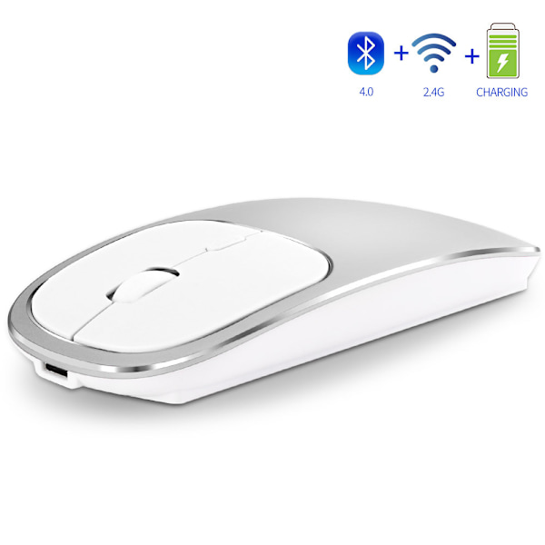 2.4 GHz genopladelig Bluetooth trådløs mus, lydløs dobbeltklik