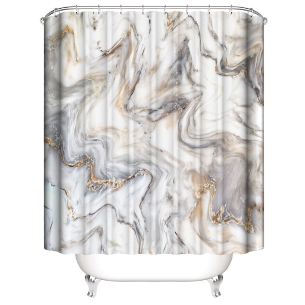 Duschdraperi i marmor för badrum, abstrakt granitmarmortyg
