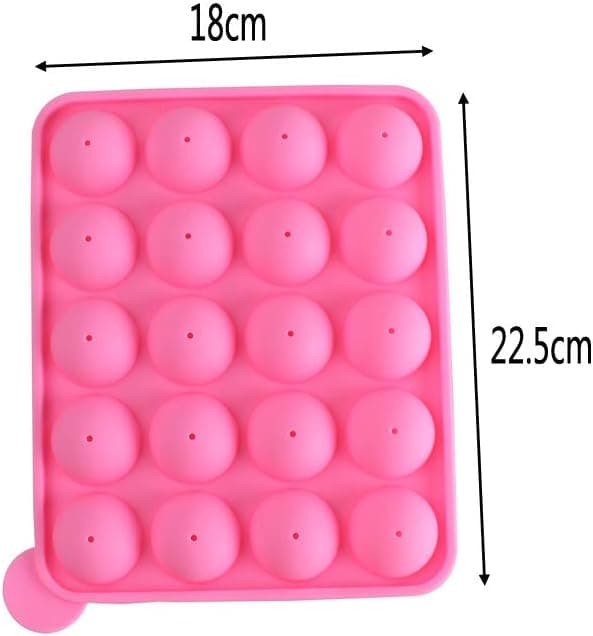 20-hulls silikonkakeform med lollipop og pinner, rosa