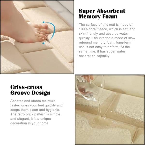 Badmatte 50 x 80 cm Superabsorberende Memory Foam Badmatte Maskin