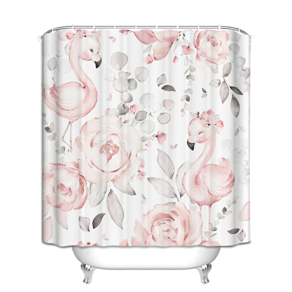 Flamingo Rose Kolibri Rustiikkinen Kylpyhuoneverho 12 Koukulla 180*180cm