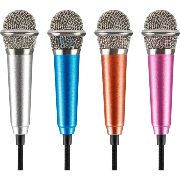4 delar minimikrofon för karaoke, metallkabel minimikrofon