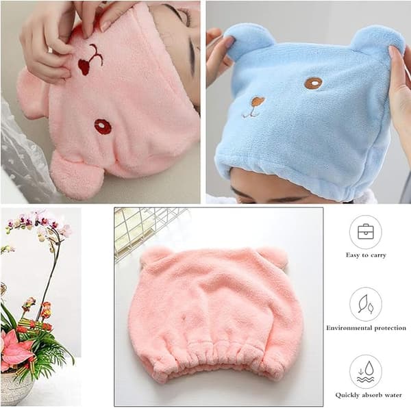 2 stk. Tørrehårshætte Hårhåndklæde Mikrofiber Hår
