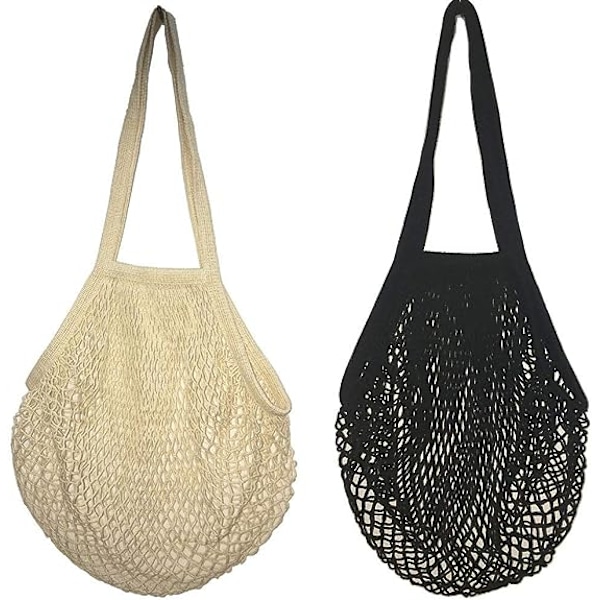 Shopping Net, 2-pak Genanvendelig Shopping Net Foldbar Mesh Shoppin