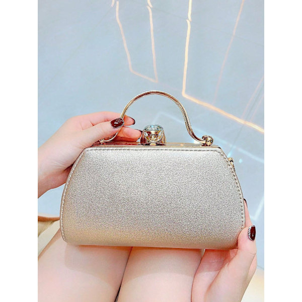 Dame Clutch med funklende rhinsten og krystaller, pailletter, brudetaske, perler, aftenhåndtaske til bryllup, fest, galla Silver