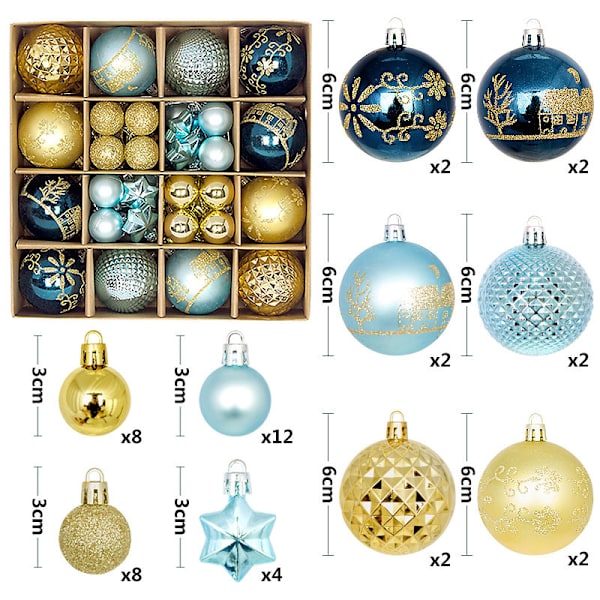 Julgranskulor 3-6cm 42st Dekorationer, Små Okrossbara Julgranskulor På Julgranen