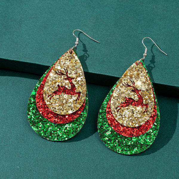 Triple Drop Glitter Lær Juleøreringer med Glitter og