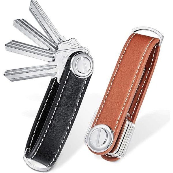 2 Sets Leather Key Organizer Compact Key Holder Folding Pocket K