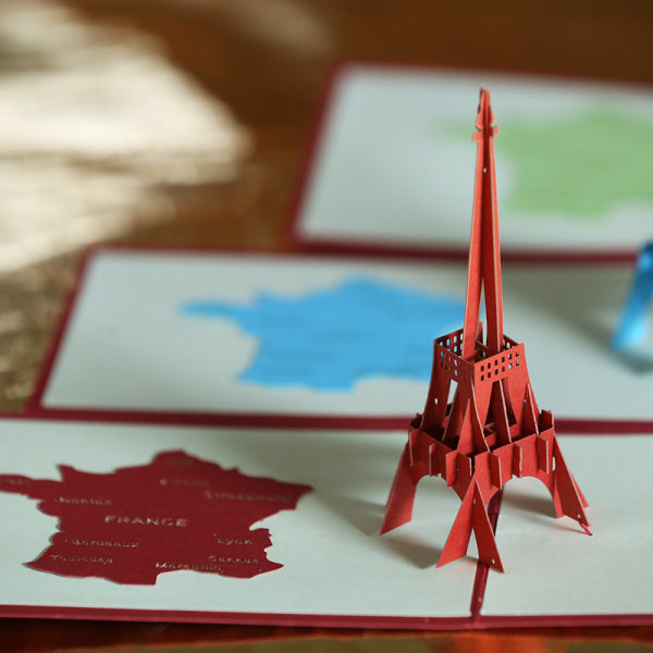 6 kpl ponnahtava kortti \"Pariisin Eiffel-torni - lahjakortti, Bon Voyage Paris