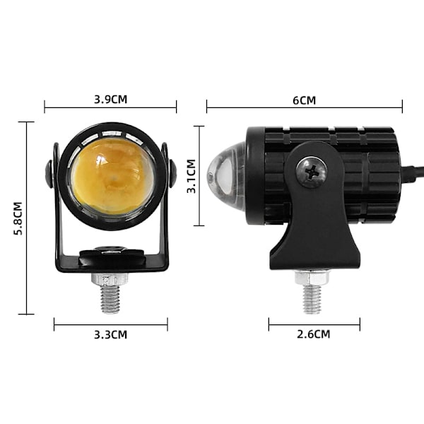 2 st Bi-color Små Pistol Bil Motorcykel LED Spotlights Strålkastare