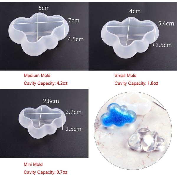 3 st/set 3D molnformad choklad silikonform mousse fondant I