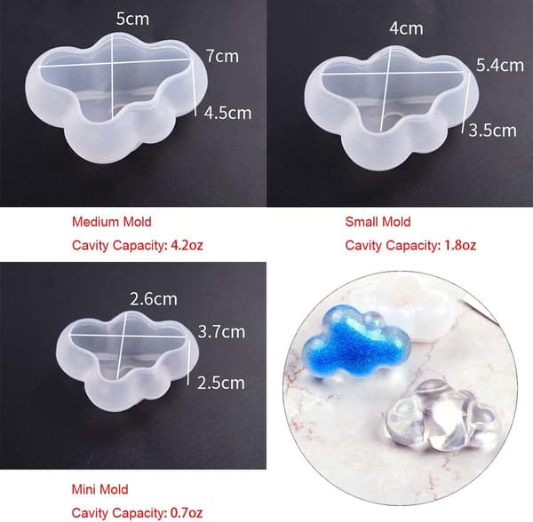 3 stk/sett 3D skyformet sjokolade silikonform Mousse Fondant I