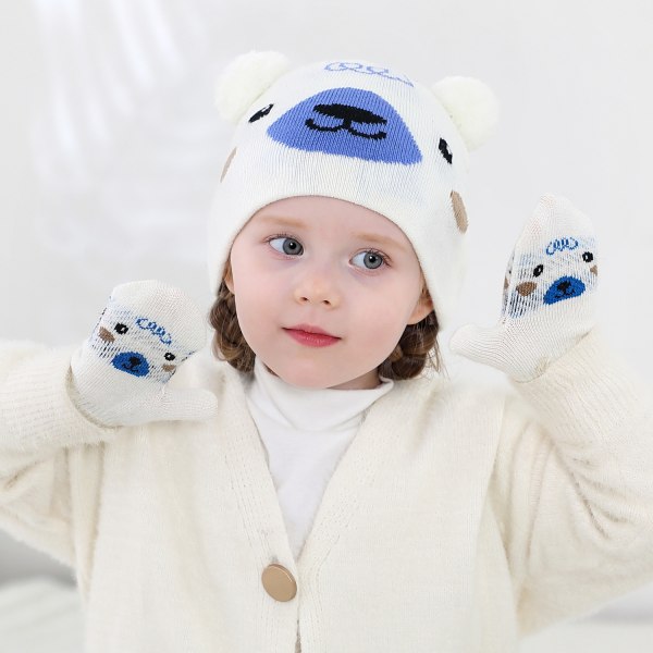 Toddler Sticka Cartoon Hat Handskar 2 Delar Set Beanie Hat vantar
