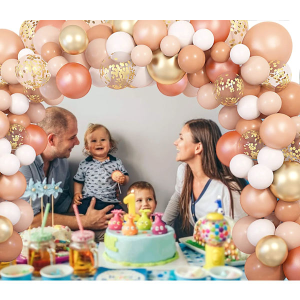 Blush Ballonger Girlang Båge Kit 12\" 10\" 5\" Peach Rose Guld Paste
