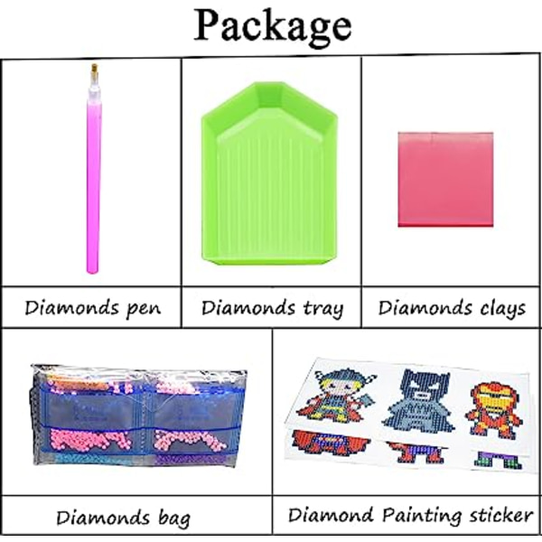 9 st DIY Diamantmålningssatser för barn Diamantset