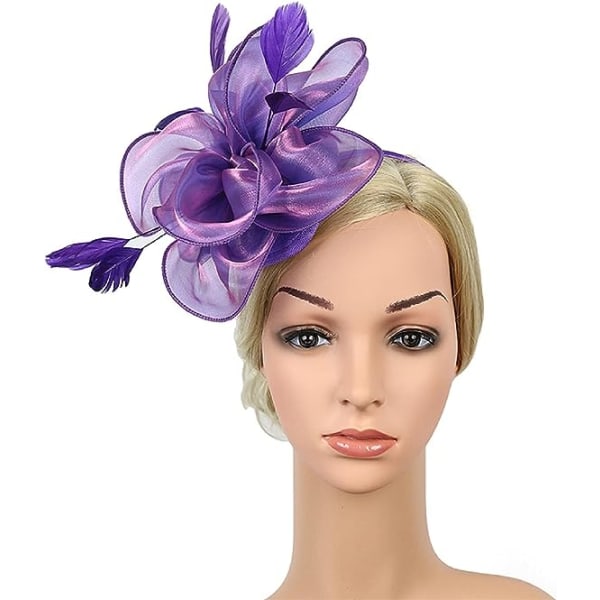 Elegantti ja glamour naisten häähattu sulka hiusneula lisävarusteet Purple