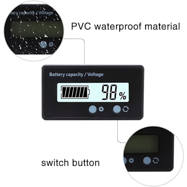 DC-batterimätare, batterikapacitetsvoltmetermonitor, blysyra