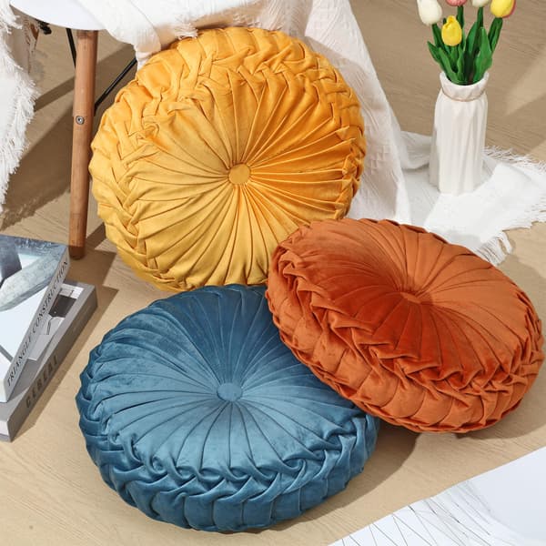 Rund sammetskudde, soffa säng sovrum dekorativ prydnadskudde för soffa heminredning (38cm)