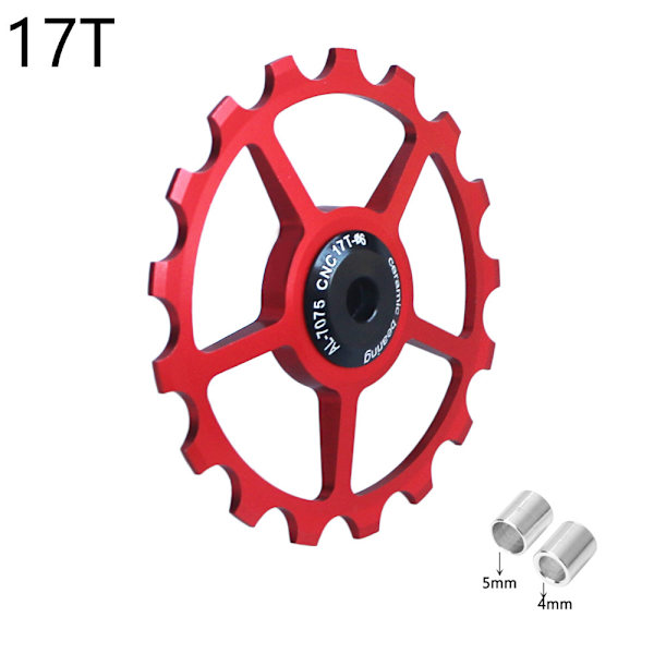 Växelhjul i aluminiumlegering för cykel, 10-17T, för mountainbike, hjul, lageruppsättning, reservdelar - röd 17T