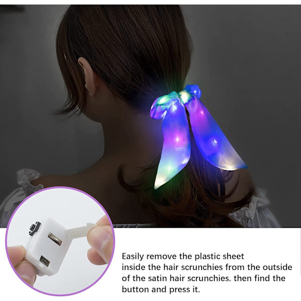 6 stk. LED lysende scrunchie, lysende elastisk hårbånd, Scr
