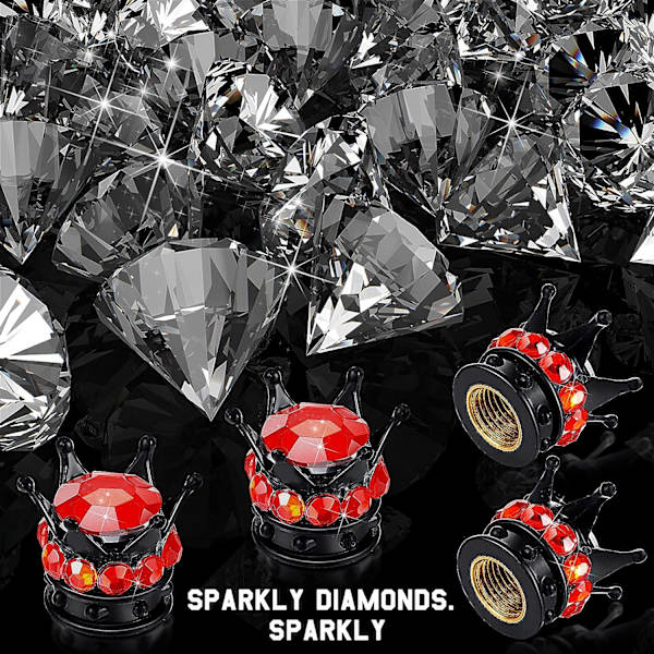 4 st Bling Handgjorda Kristall Rhinestone Krona Däckventilhattar