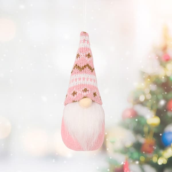 3 stk. Pink Julepynt Jule Rudolph Strikkede Hat Sm