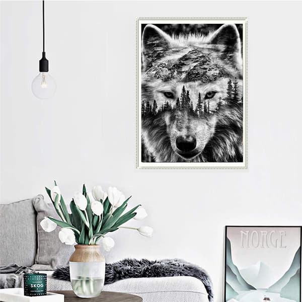 Jungle Wolf diamantmaleri kit, diamantkunst kit til voksne og børn