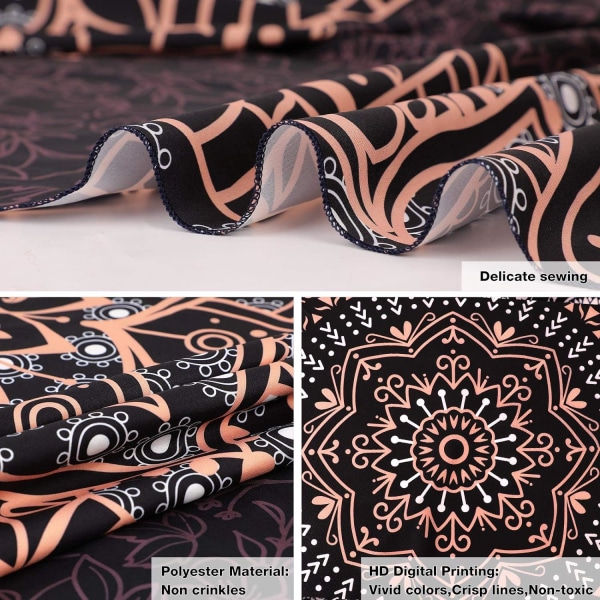 Svart Mandala Gobeläng Väggbonad Psykedelisk Gobeläng Aesthet