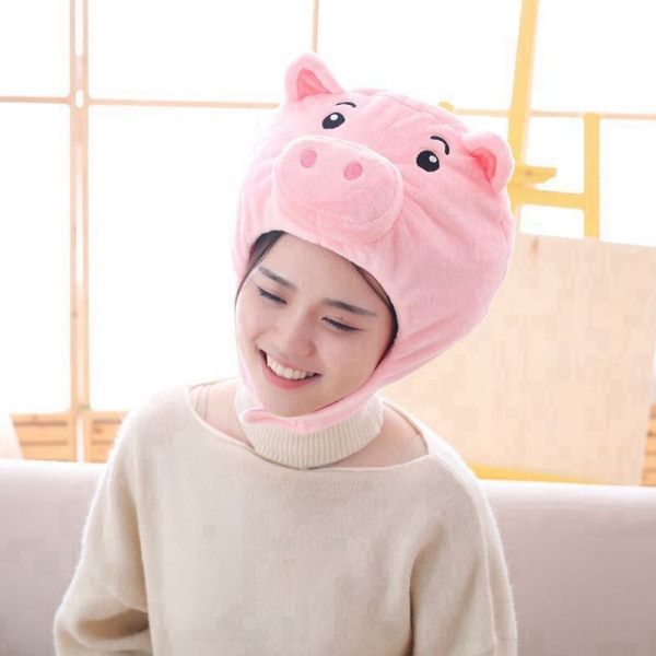 Cute Pink Holiday Hat Plush Pig Headgear Pig Hat Plush Headgear